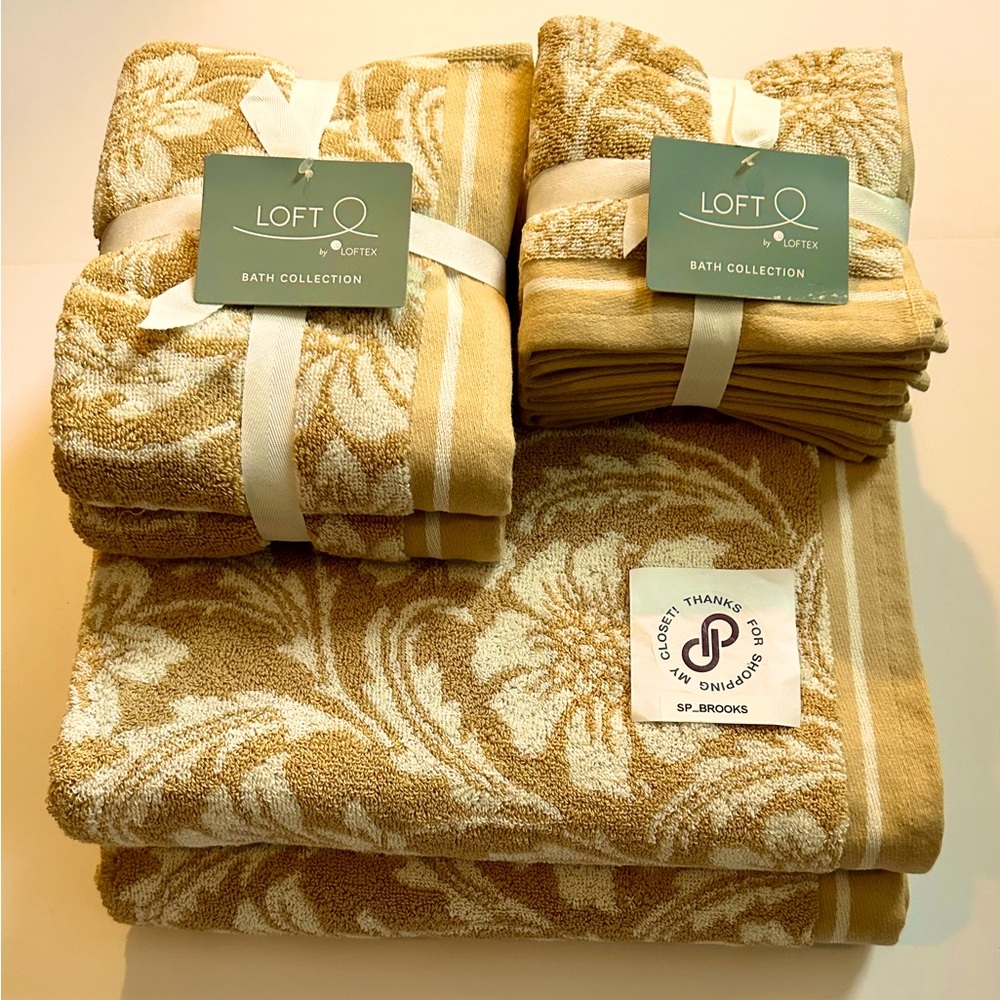 🎁8PC LOFT Bath Towel Set - Floral Pattern - HEIDI HONEY